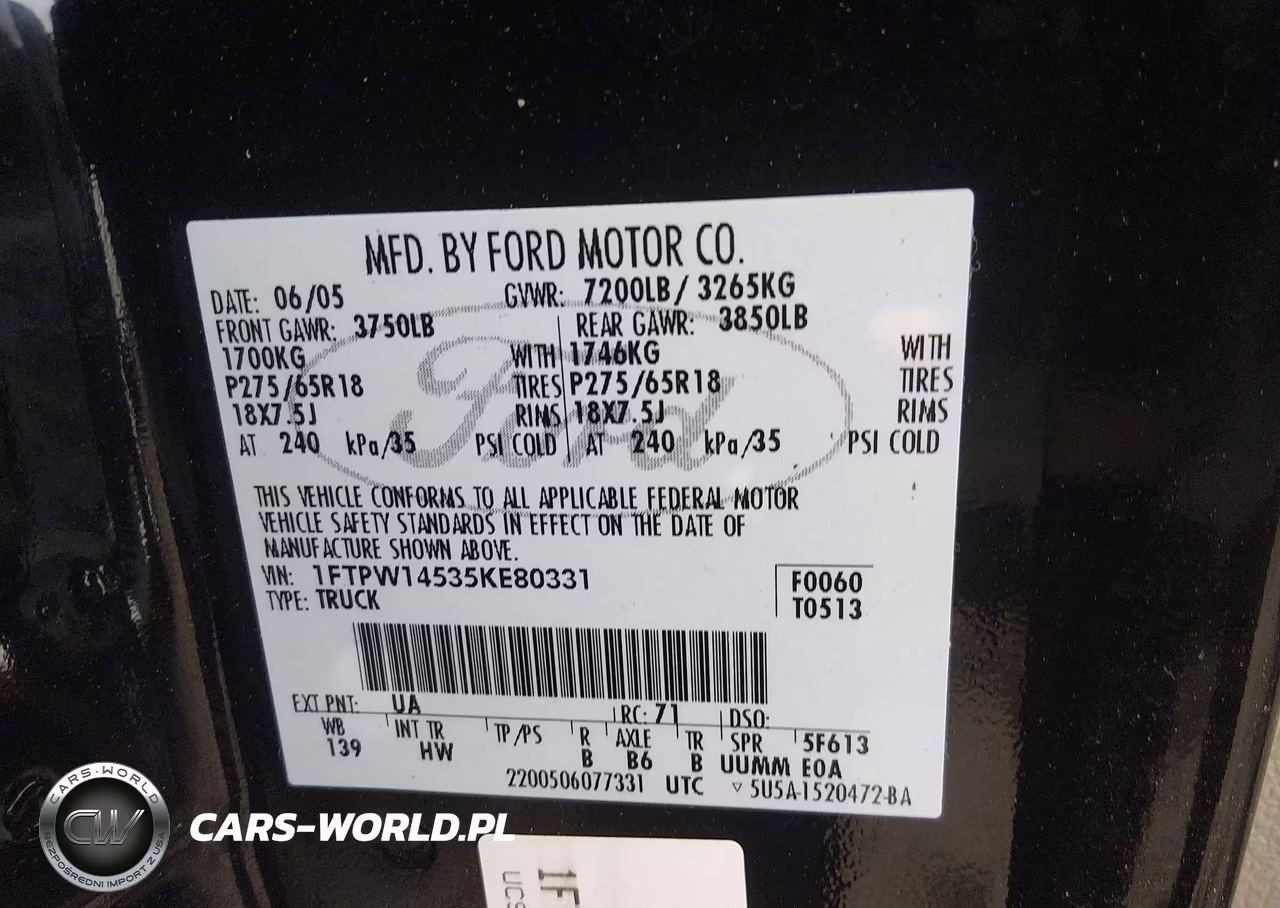 2005 Ford F-150 Fx4-Lariat-Xlt VIN:1FTPW14535KE80331 - 9
