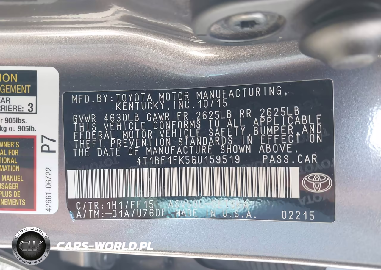 2016 Toyota Camry Se VIN:4T1BF1FK5GU159519 - 9