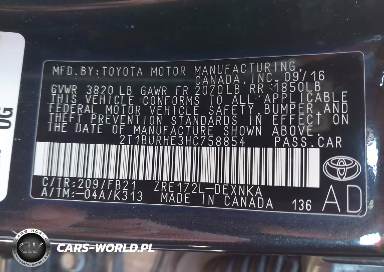 2017 Toyota Corolla Le VIN:2T1BURHE3HC758854 - 9