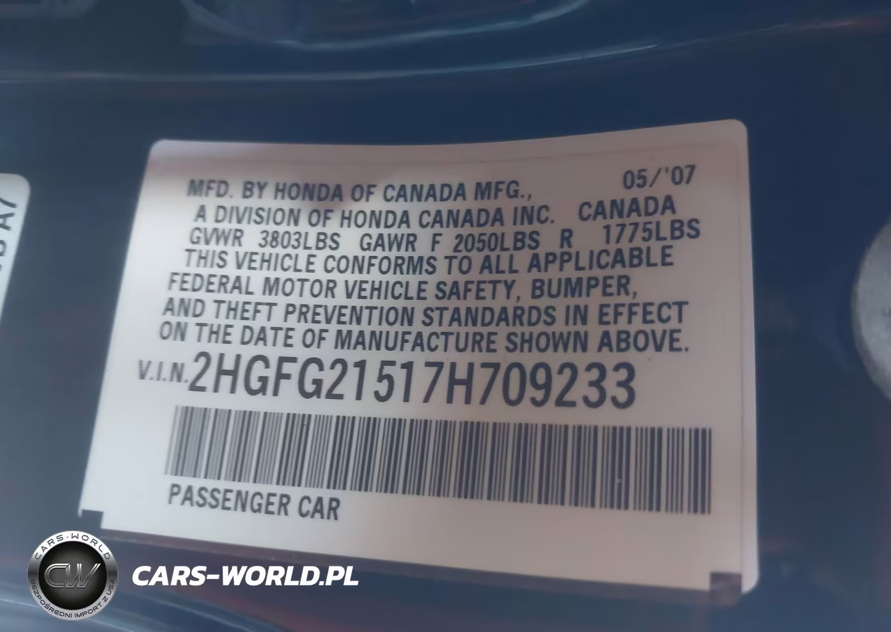 2007 Honda Civic Si VIN:2HGFG21517H709233 - 9