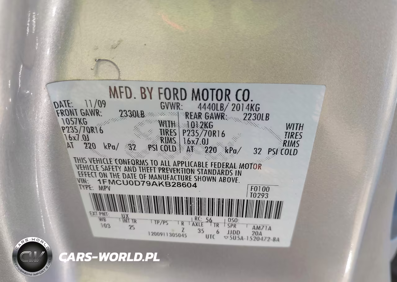 2010 Ford Escape Xlt VIN:1FMCU0D79AKB28604 - 9