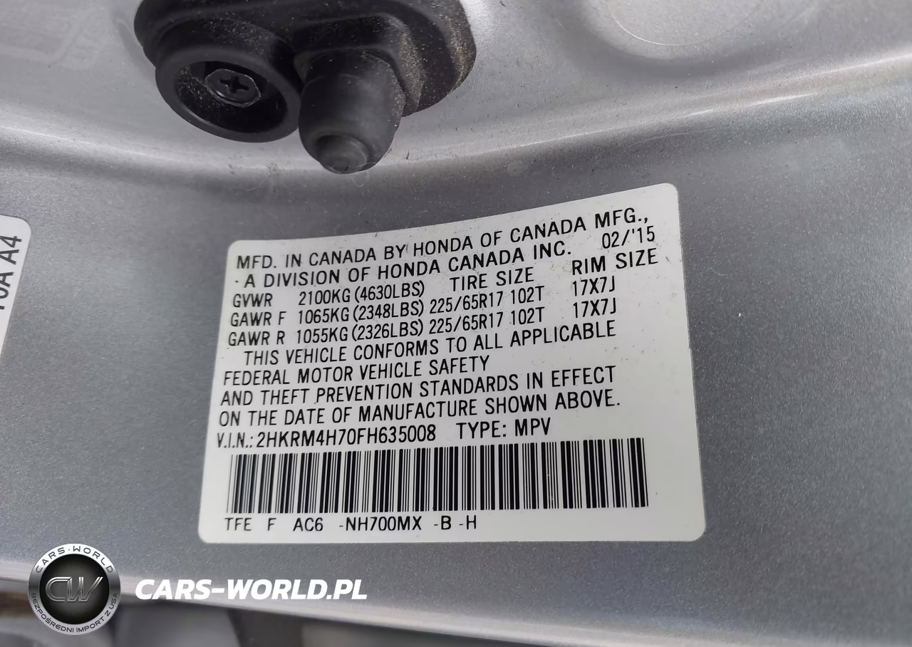 2015 Honda Cr-V Ex-L VIN:2HKRM4H70FH635008 - 9