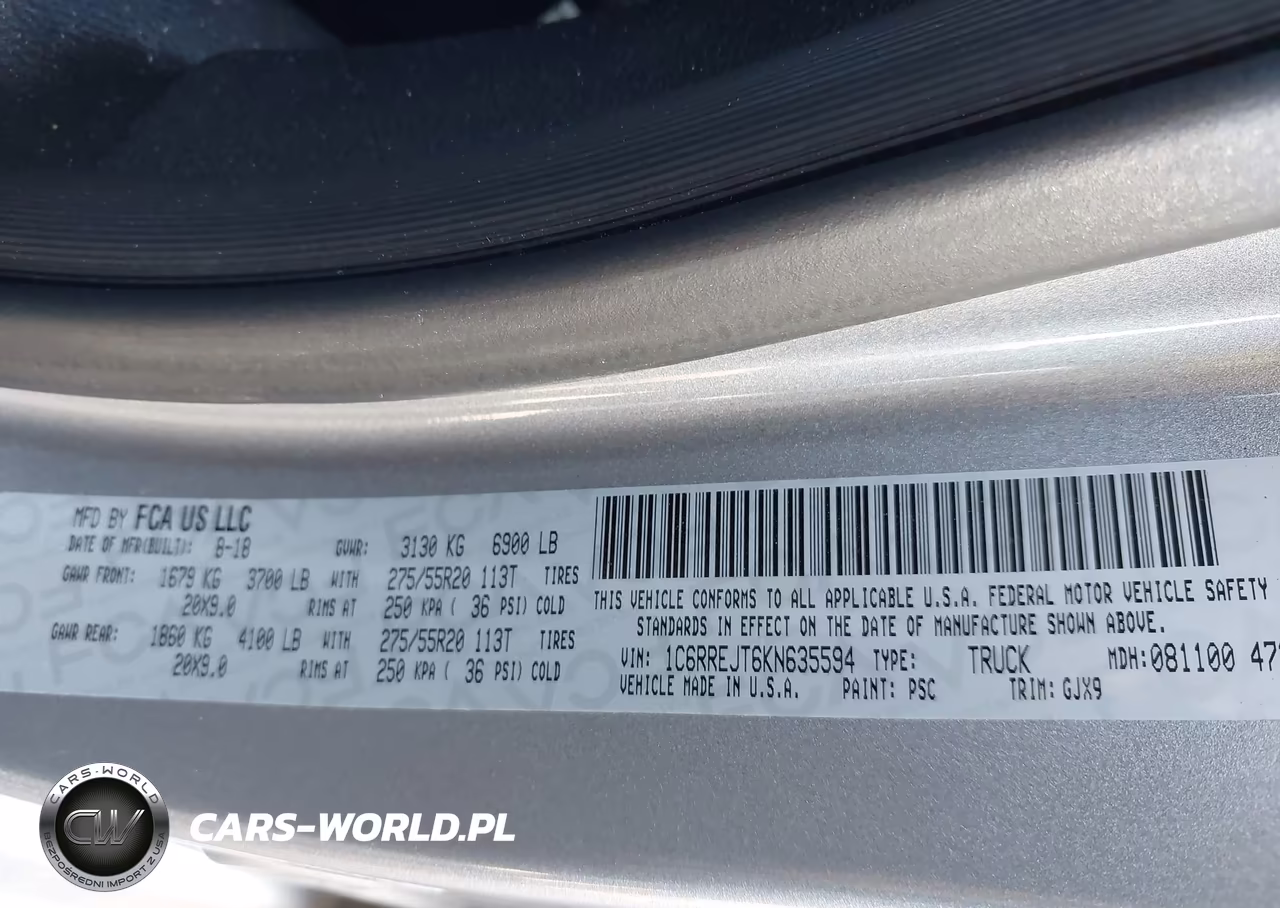 2019 Ram 1500 Laramie 4X2 5'7 Box VIN:1C6RREJT6KN635594 - 9