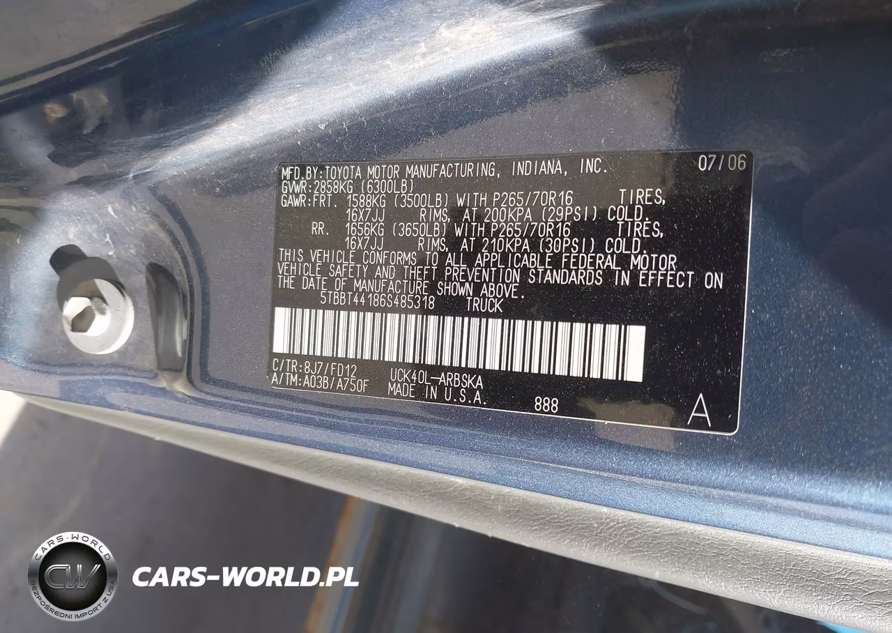 2006 Toyota Tundra Sr5 V8 VIN:5TBBT44186S485318 - 9