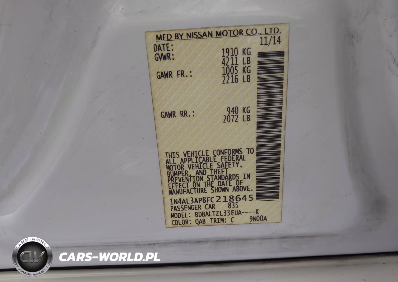 2015 Nissan Altima 2.5 Sl VIN:1N4AL3AP8FC218645 - 9