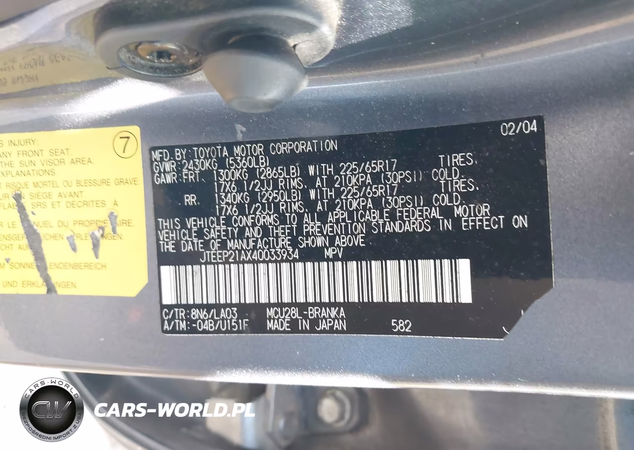 2004 Toyota Highlander Limited V6 VIN:JTEEP21AX40033934 - 9