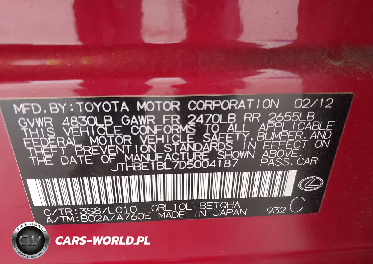 2013 Lexus Gs 350 VIN:JTHBE1BL7D5004187 - 9