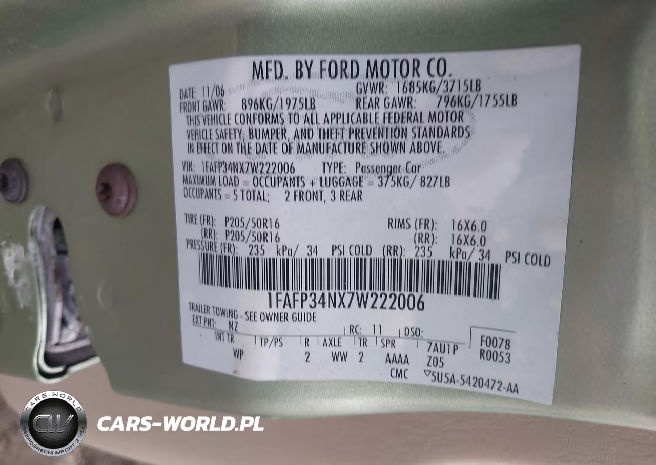 2007 Ford Focus S-Se-Ses VIN:1FAFP34NX7W222006 - 9