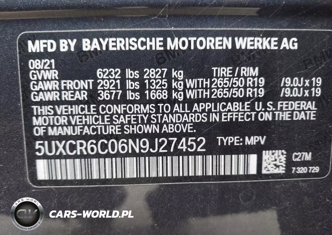 2022 BMW X5 xDrive40I VIN:5UXCR6C06N9J27452 - 9