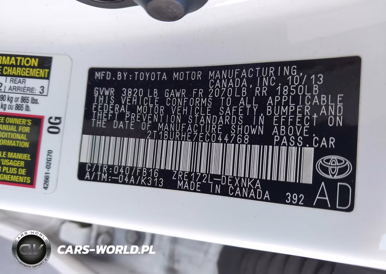 2014 Toyota Corolla Le VIN:2T1BURHE7EC044768 - 9