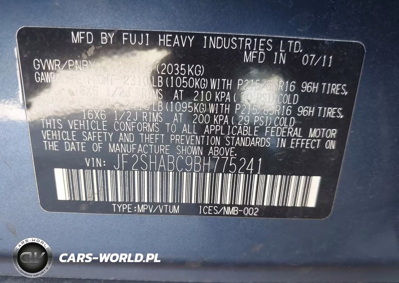 2011 Subaru Forester 2.5X VIN:JF2SHABC9BH775241 - 9