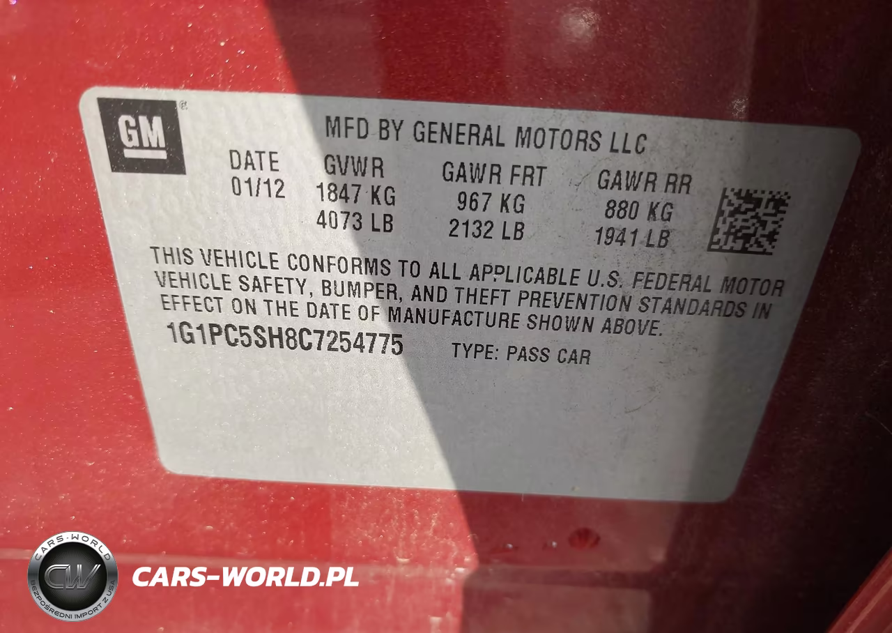 2012 Chevrolet Cruze Ls VIN:1G1PC5SH8C7254775 - 9