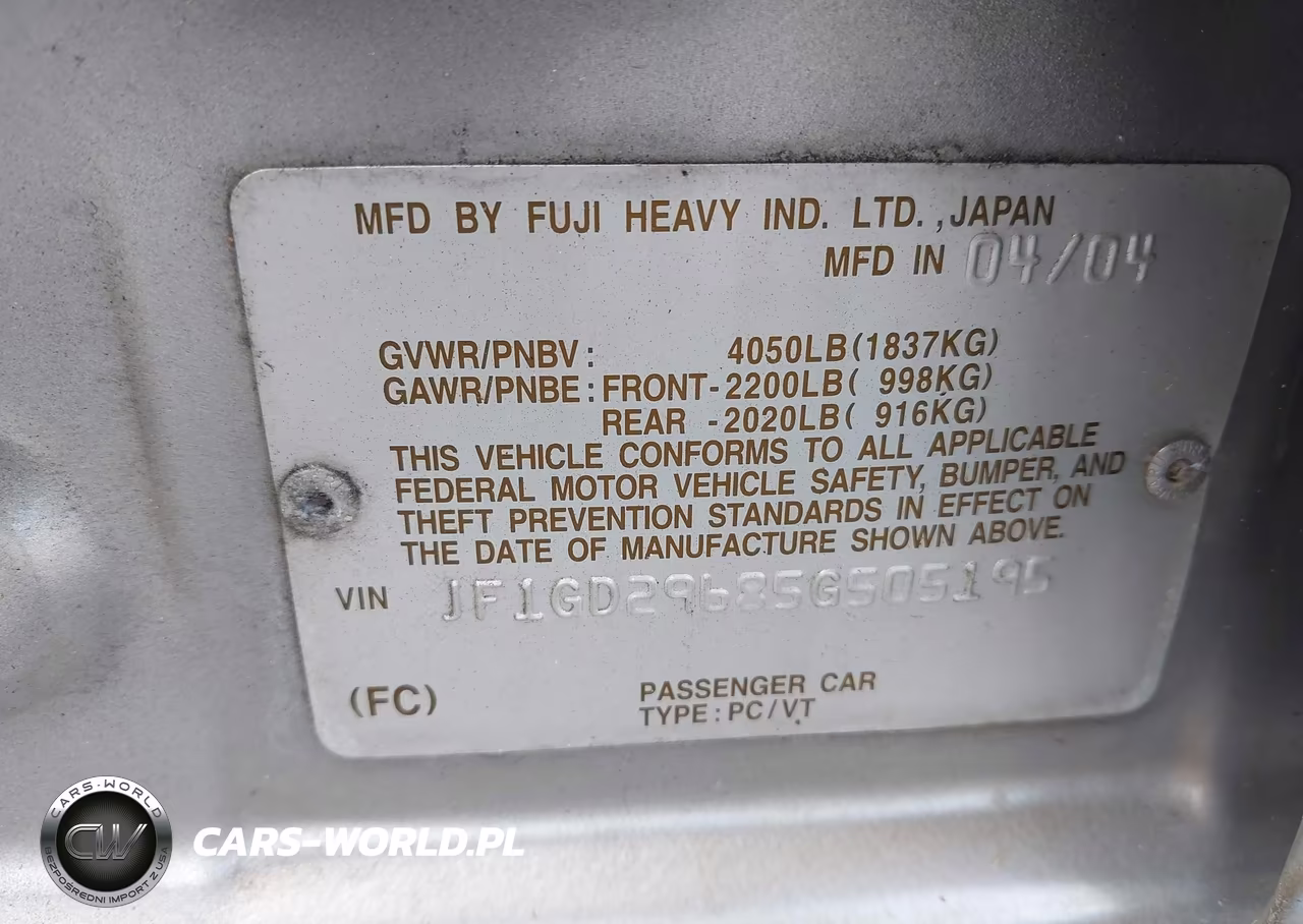 2005 Subaru Impreza Wrx VIN:JF1GD29685G505195 - 9