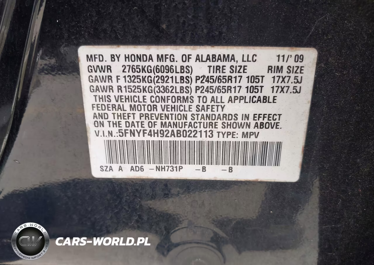 2010 Honda Pilot Touring VIN:5FNYF4H92AB022113 - 9