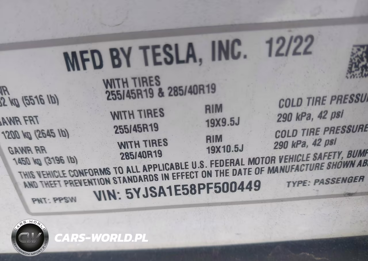 2023 Tesla Model S Dual Motor All-Wheel Drive-Standard Range VIN:5YJSA1E58PF500449 - 9