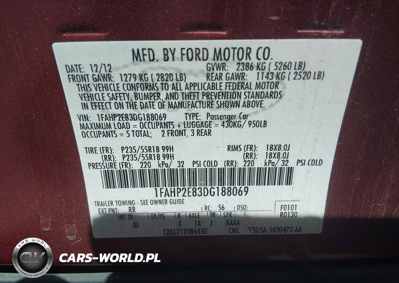 2013 Ford Taurus Sel VIN:1FAHP2E83DG188069 - 9