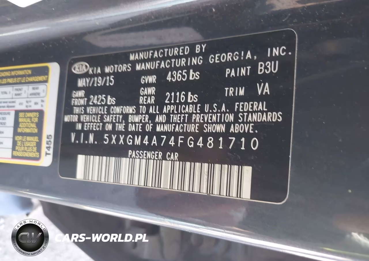 2015 Kia Optima Lx VIN:5XXGM4A74FG481710 - 9