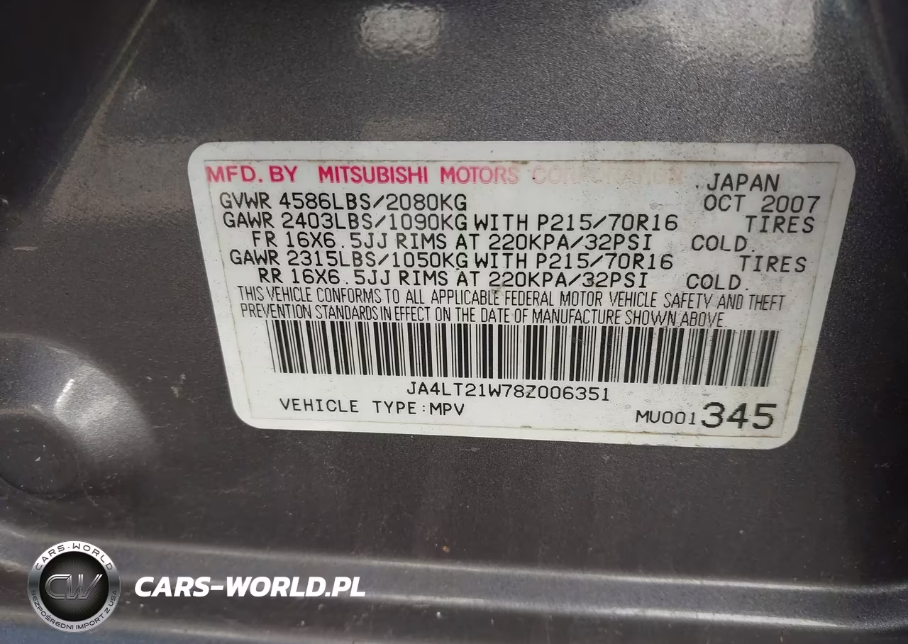 2008 Mitsubishi Outlander Es VIN:JA4LT21W78Z006351 - 9