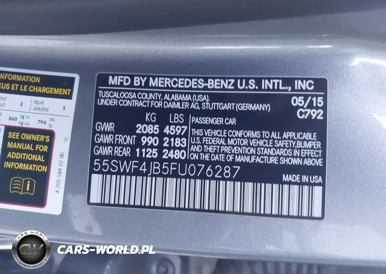 2015 Mercedes-Benz C-Class C 300 VIN:55SWF4JB5FU076287 - 9