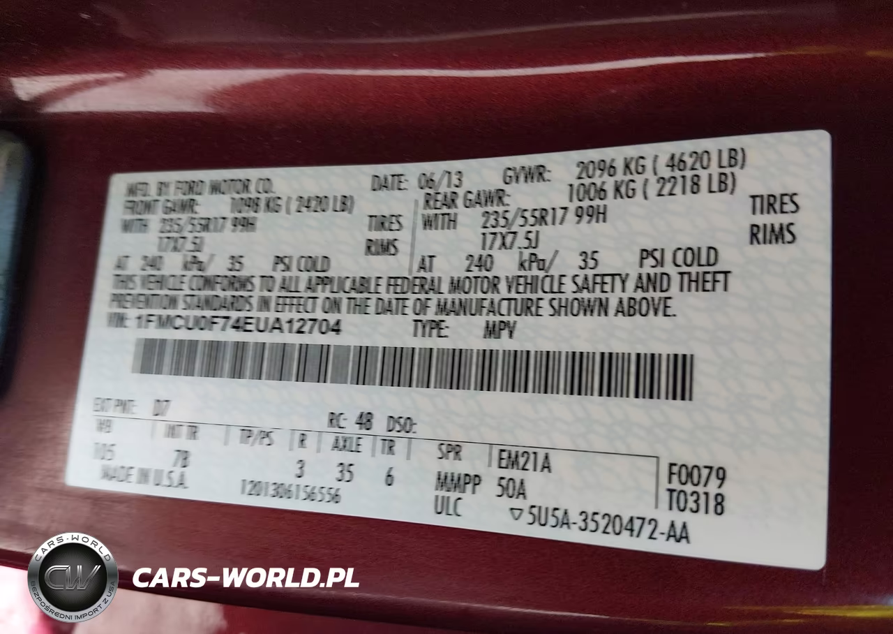 2014 Ford Escape S VIN:1FMCU0F74EUA12704 - 9