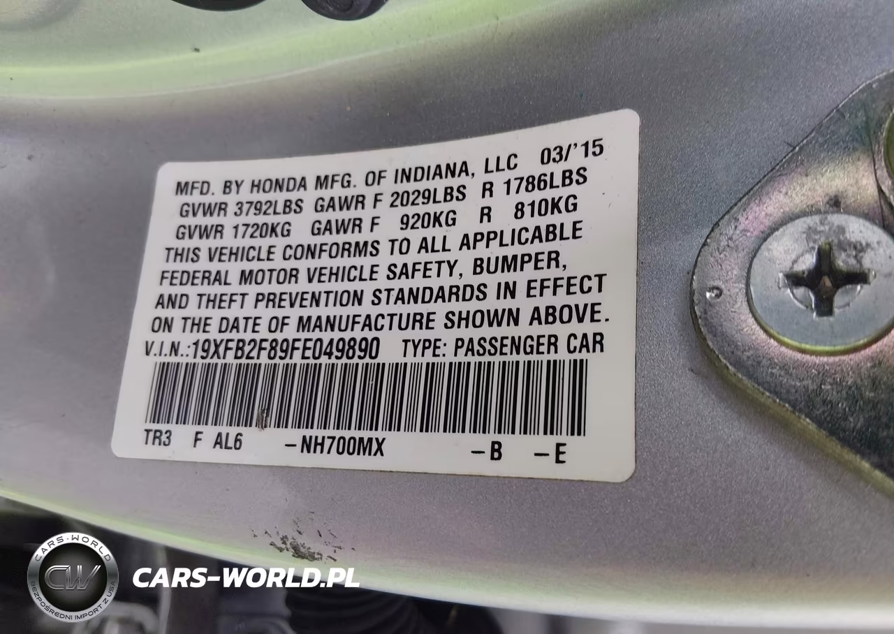 2015 Honda Civic Ex VIN:19XFB2F89FE049890 - 9