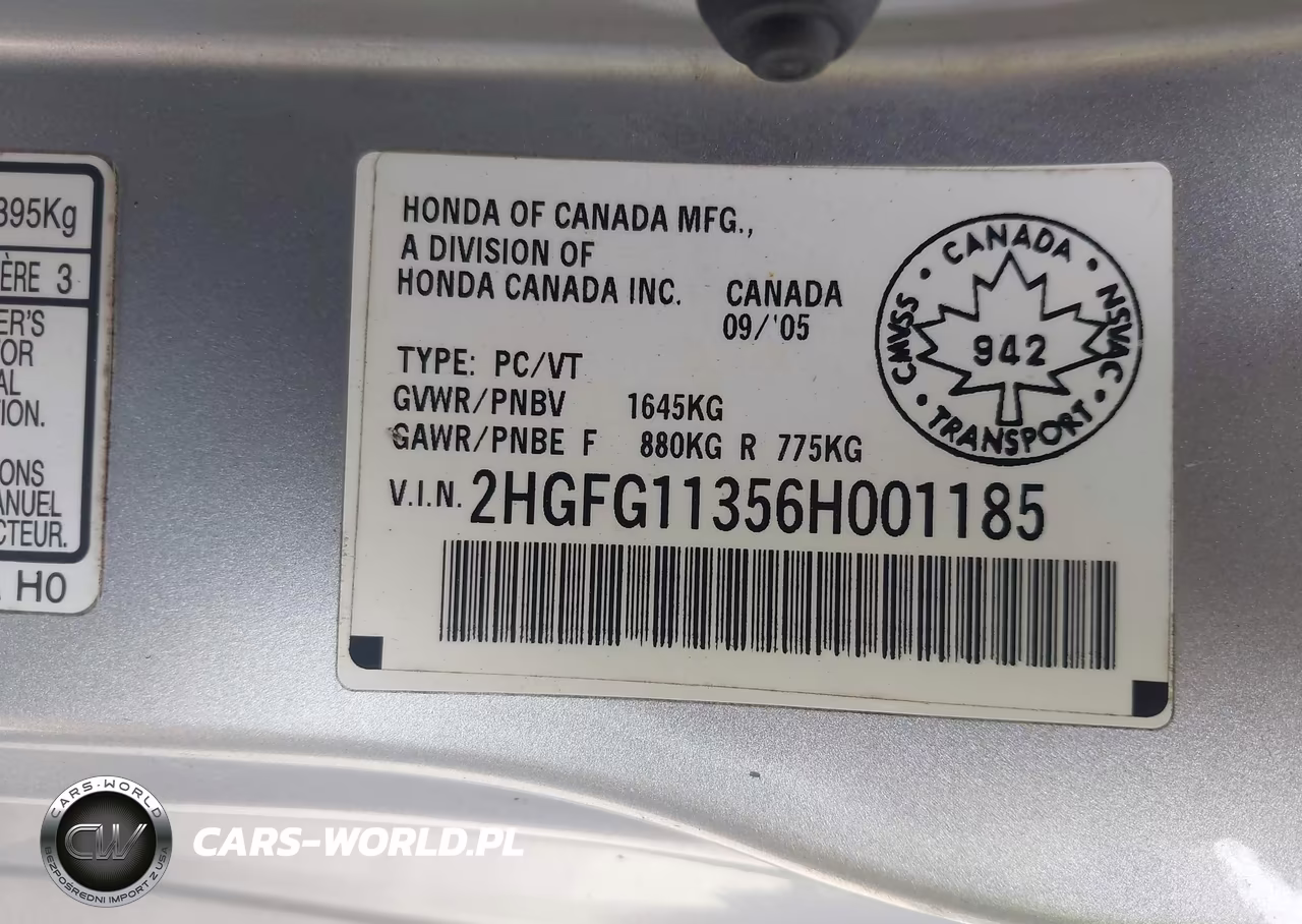 2006 Honda Civic Dx-G VIN:2HGFG11356H001185 - 9