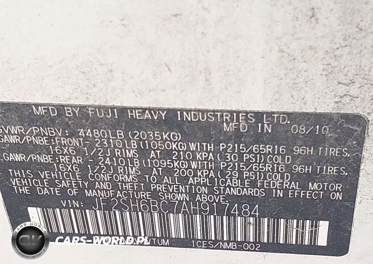 2010 Subaru Forester 2.5X VIN:JF2SH6BC7AH917484 - 12