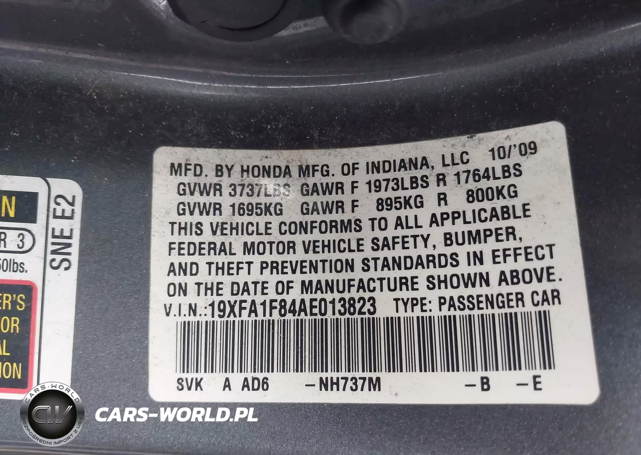 2010 Honda Civic Ex VIN:19XFA1F84AE013823 - 9