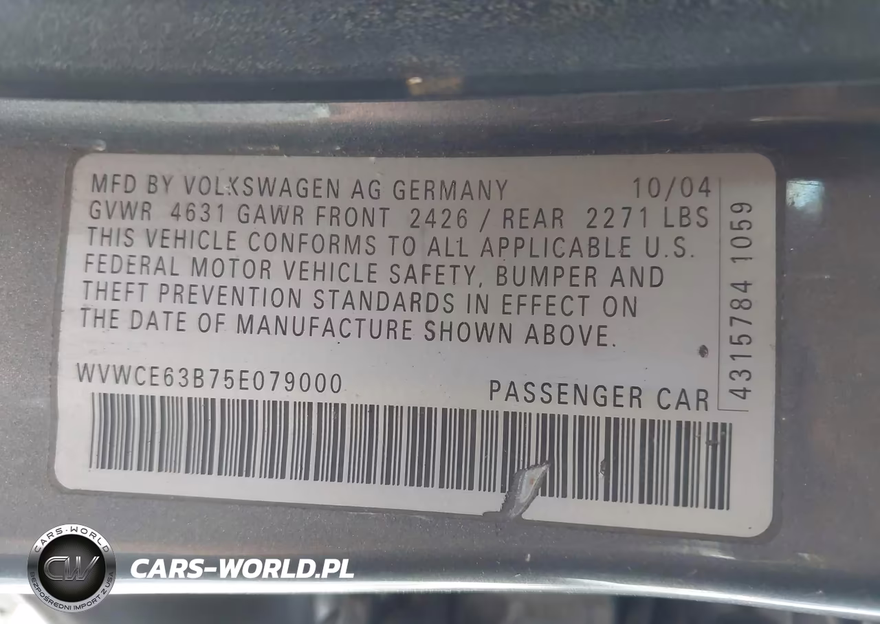 2005 Volkswagen Passat Gls Tdi VIN:WVWCE63B75E079000 - 9