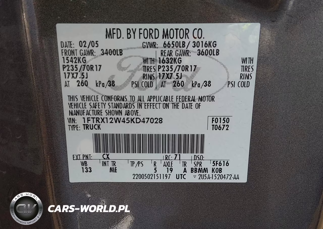 2005 Ford F-150 Stx-Xl-Xlt VIN:1FTRX12W45KD47028 - 9