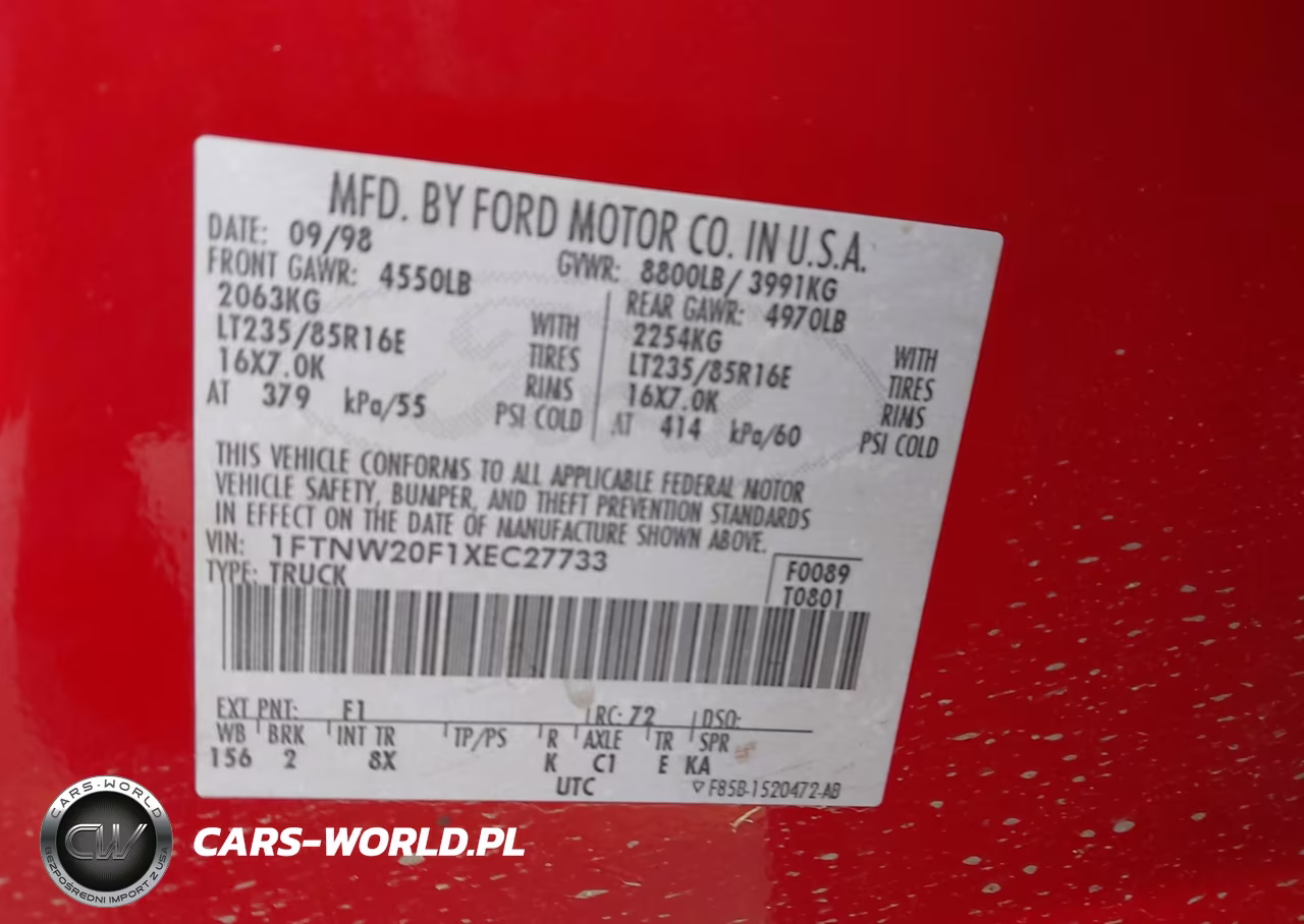 1999 Ford F-250 Lariat-Xl-Xlt VIN:1FTNW20F1XEC27733 - 9