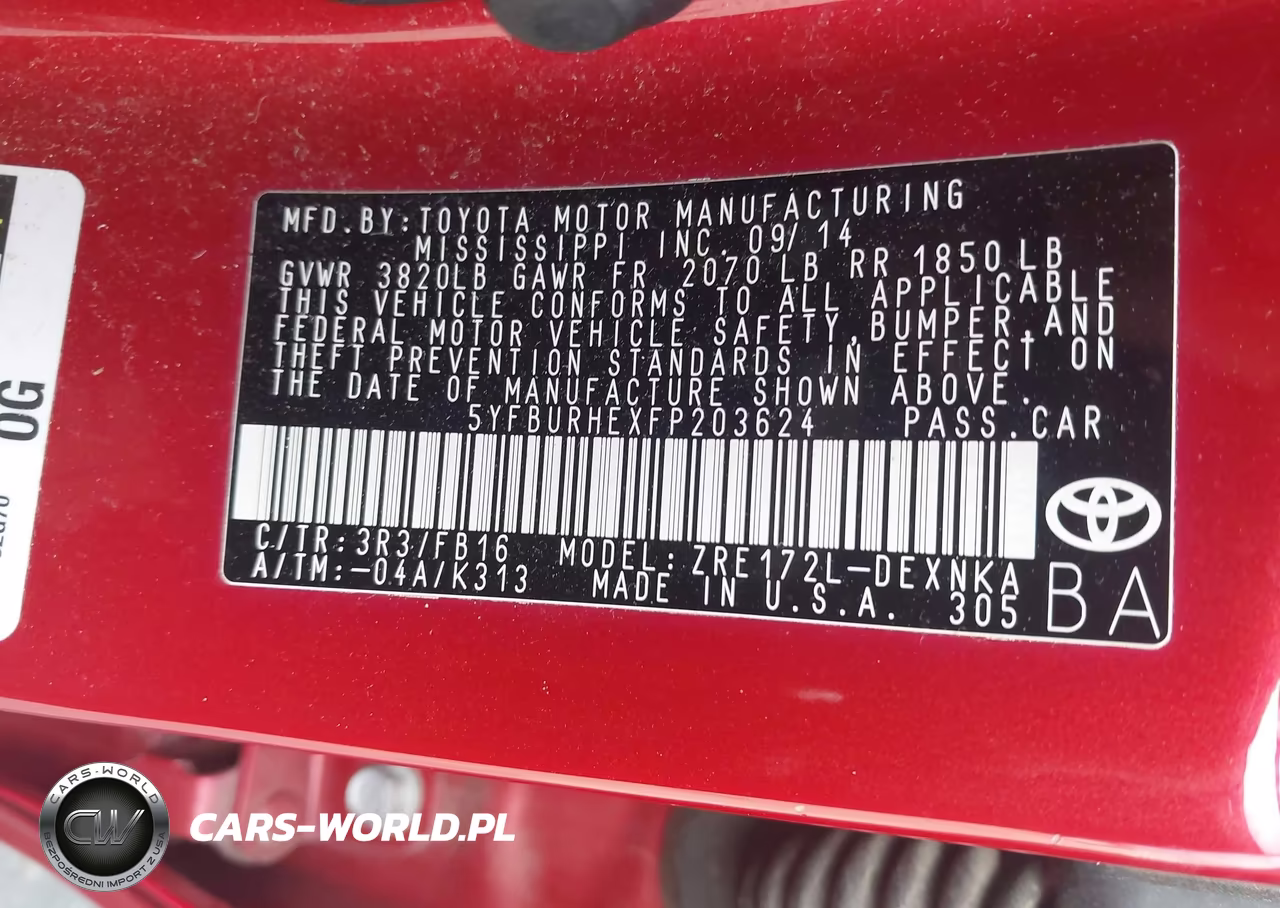 2015 Toyota Corolla Le Plus VIN:5YFBURHEXFP203624 - 9