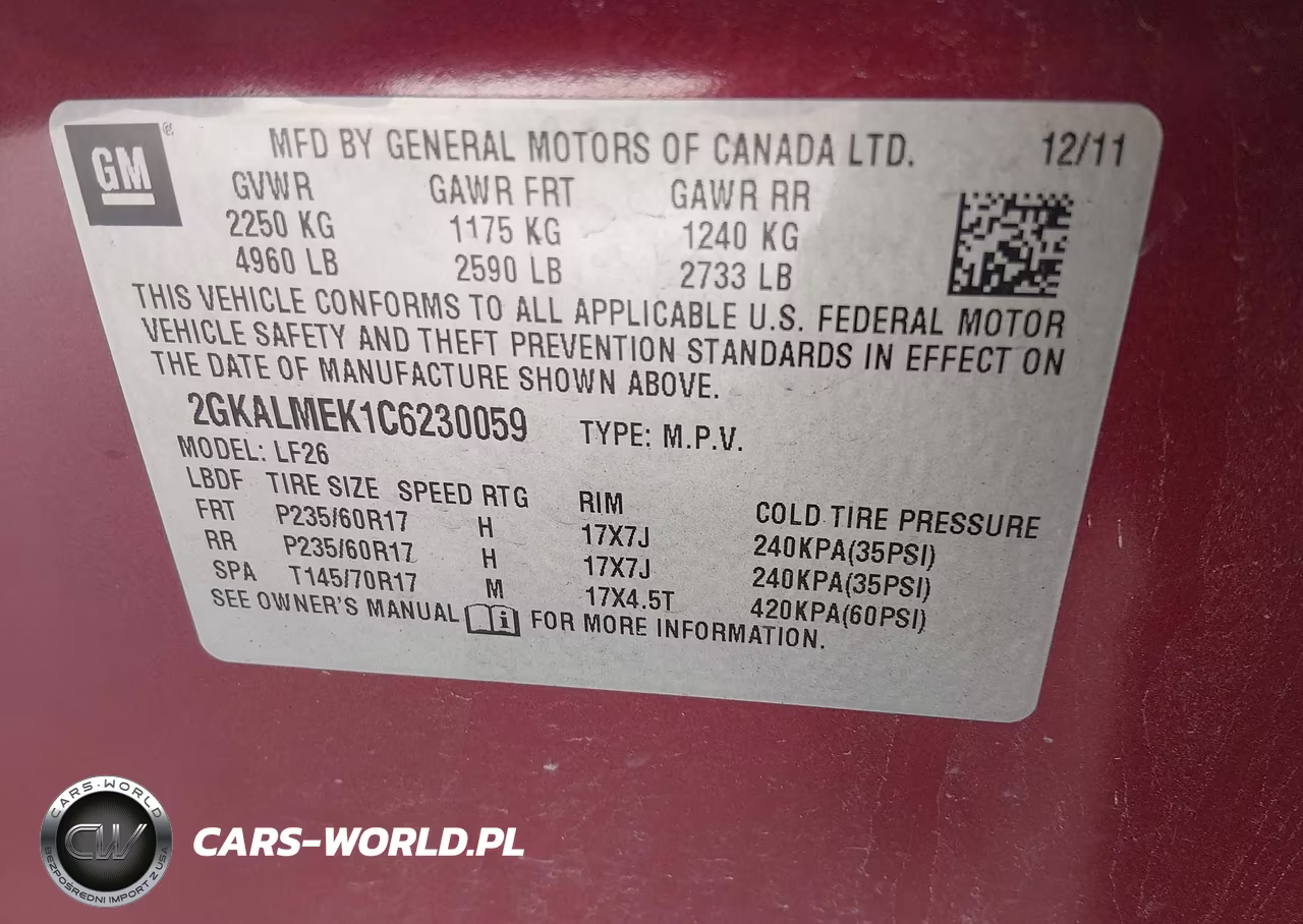 2012 GMC Terrain Sle-1 VIN:2GKALMEK1C6230059 - 9