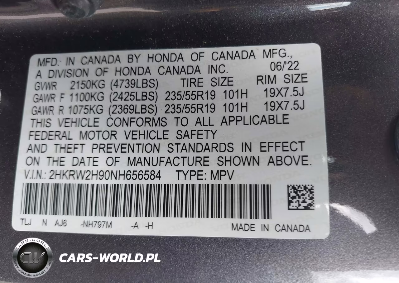 2022 Honda Cr-V Awd Touring VIN:2HKRW2H90NH656584 - 9