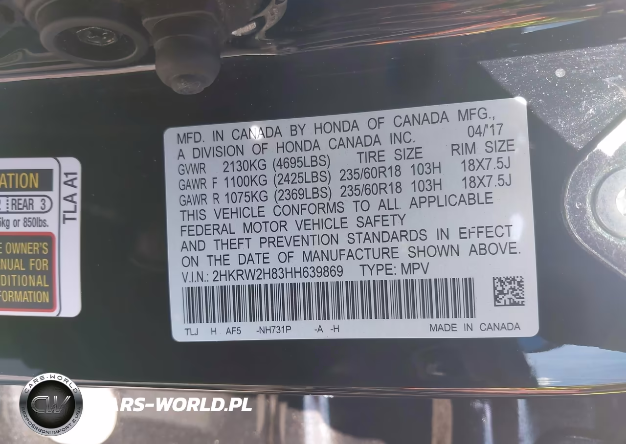 2017 Honda Cr-V Ex-L-Ex-L Navi VIN:2HKRW2H83HH639869 - 9