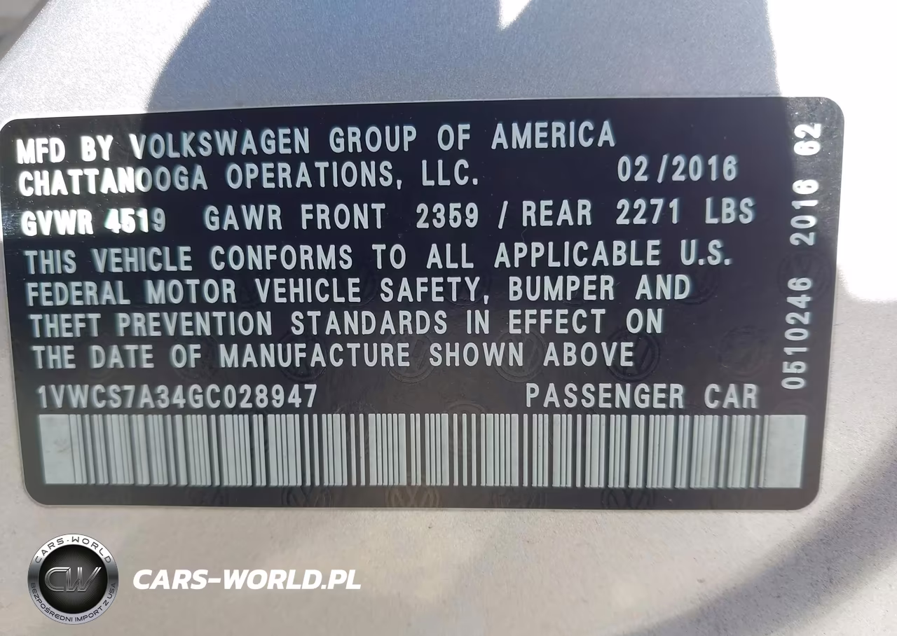 2016 Volkswagen Passat 1.8T Sel VIN:1VWCS7A34GC028947 - 9