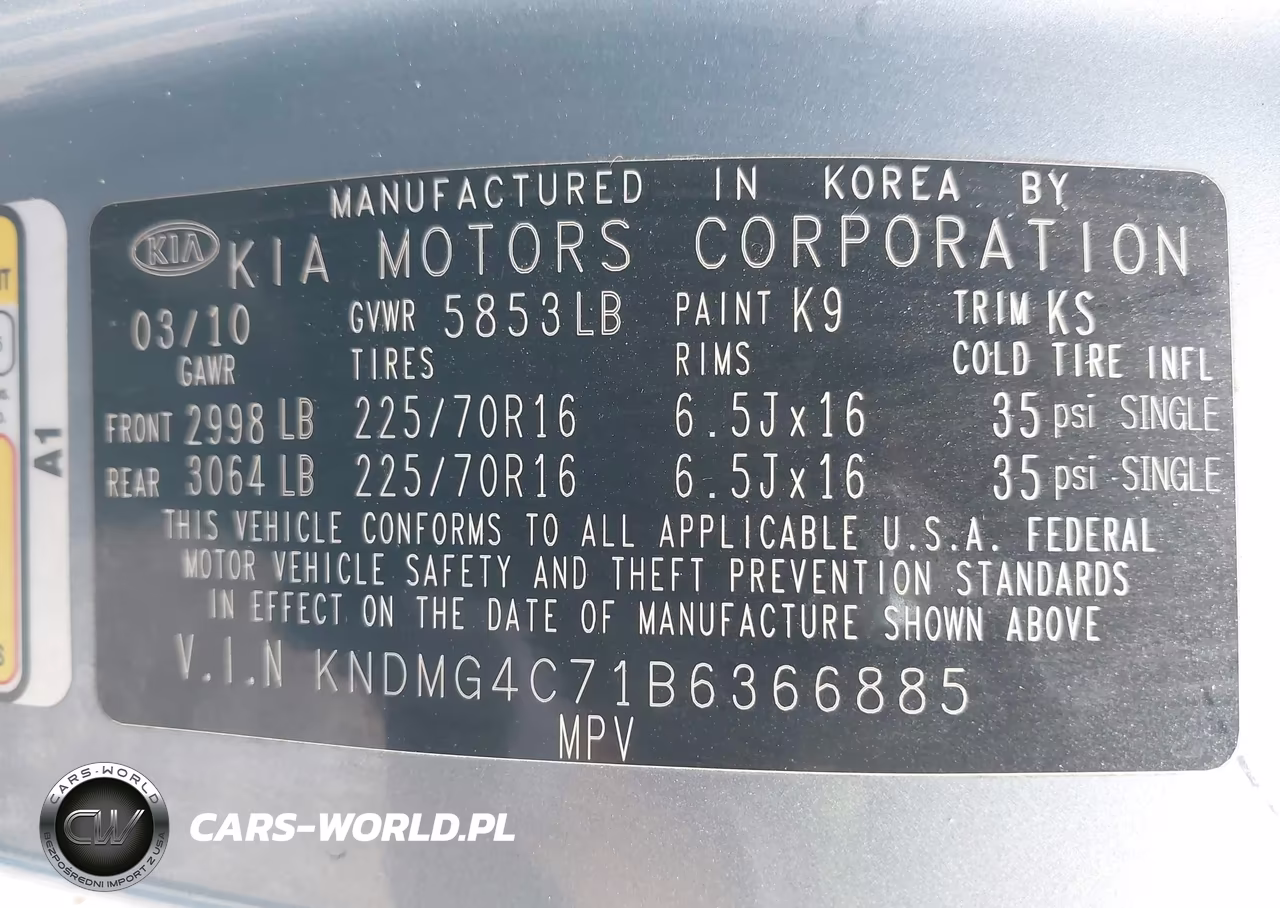 2011 Kia Sedona Lx VIN:KNDMG4C71B6366885 - 9