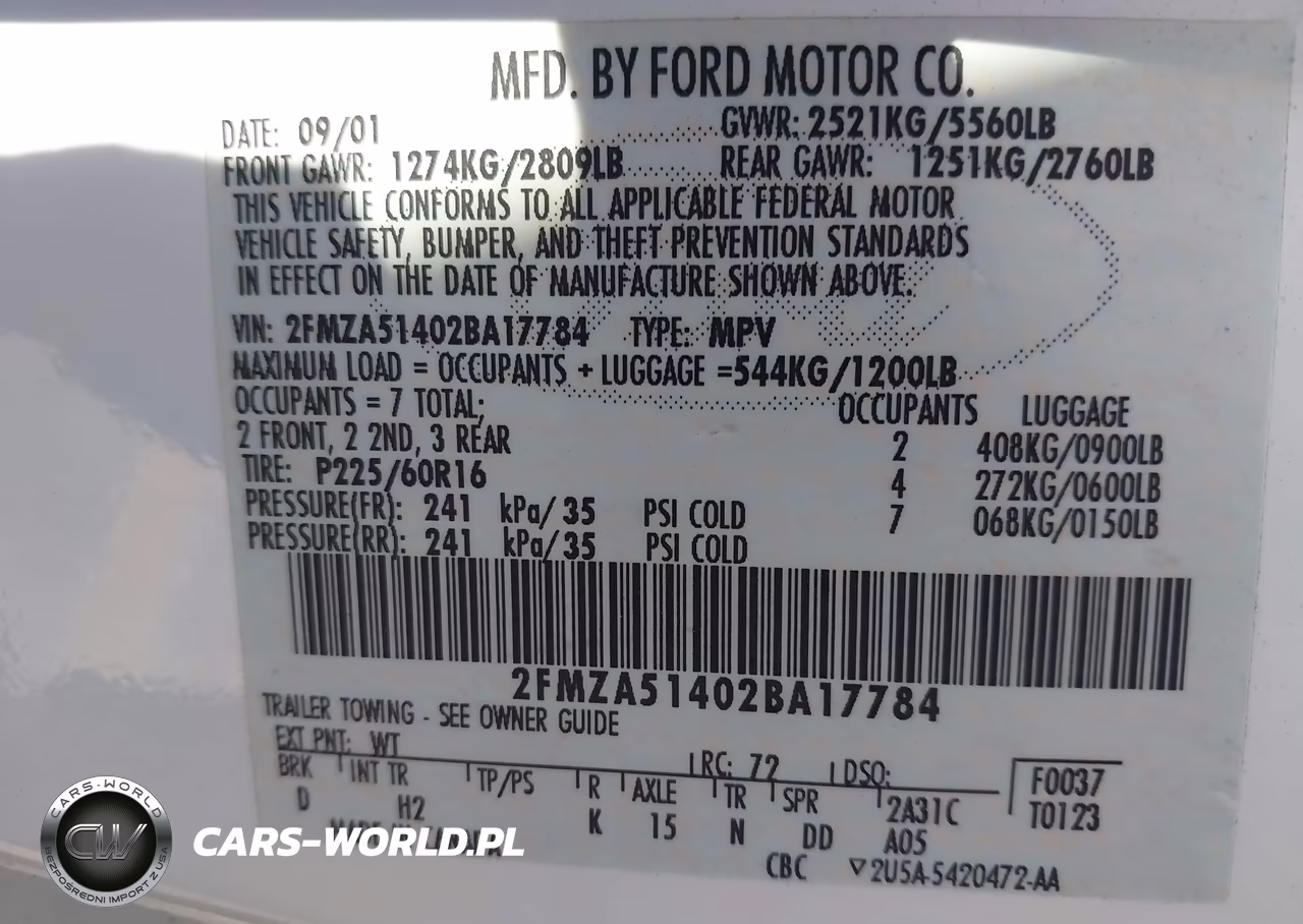 2002 Ford Windstar Lx VIN:2FMZA51402BA17784 - 9
