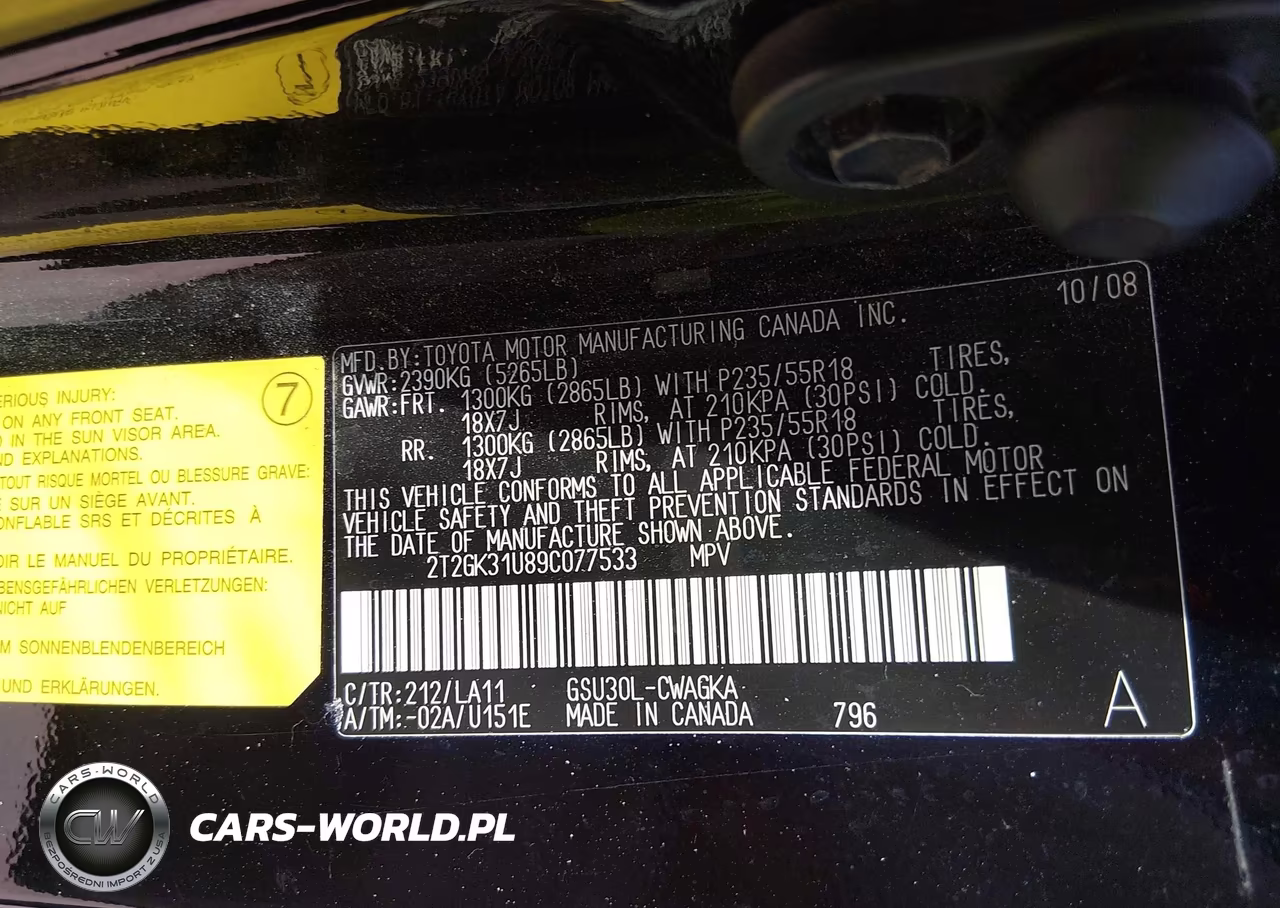 2009 Lexus Rx 350 VIN:2T2GK31U89C077533 - 9
