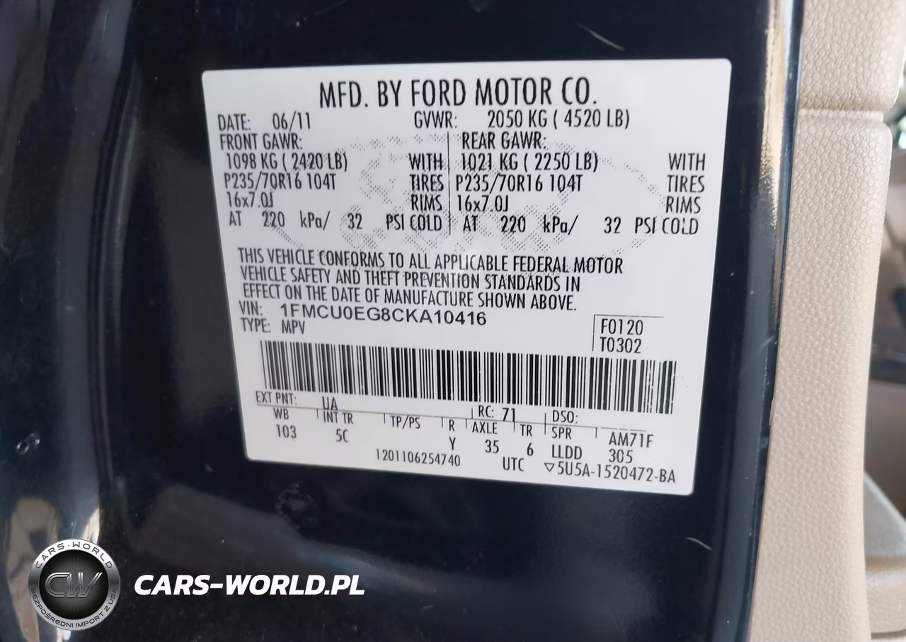 2012 Ford Escape Limited VIN:1FMCU0EG8CKA10416 - 9