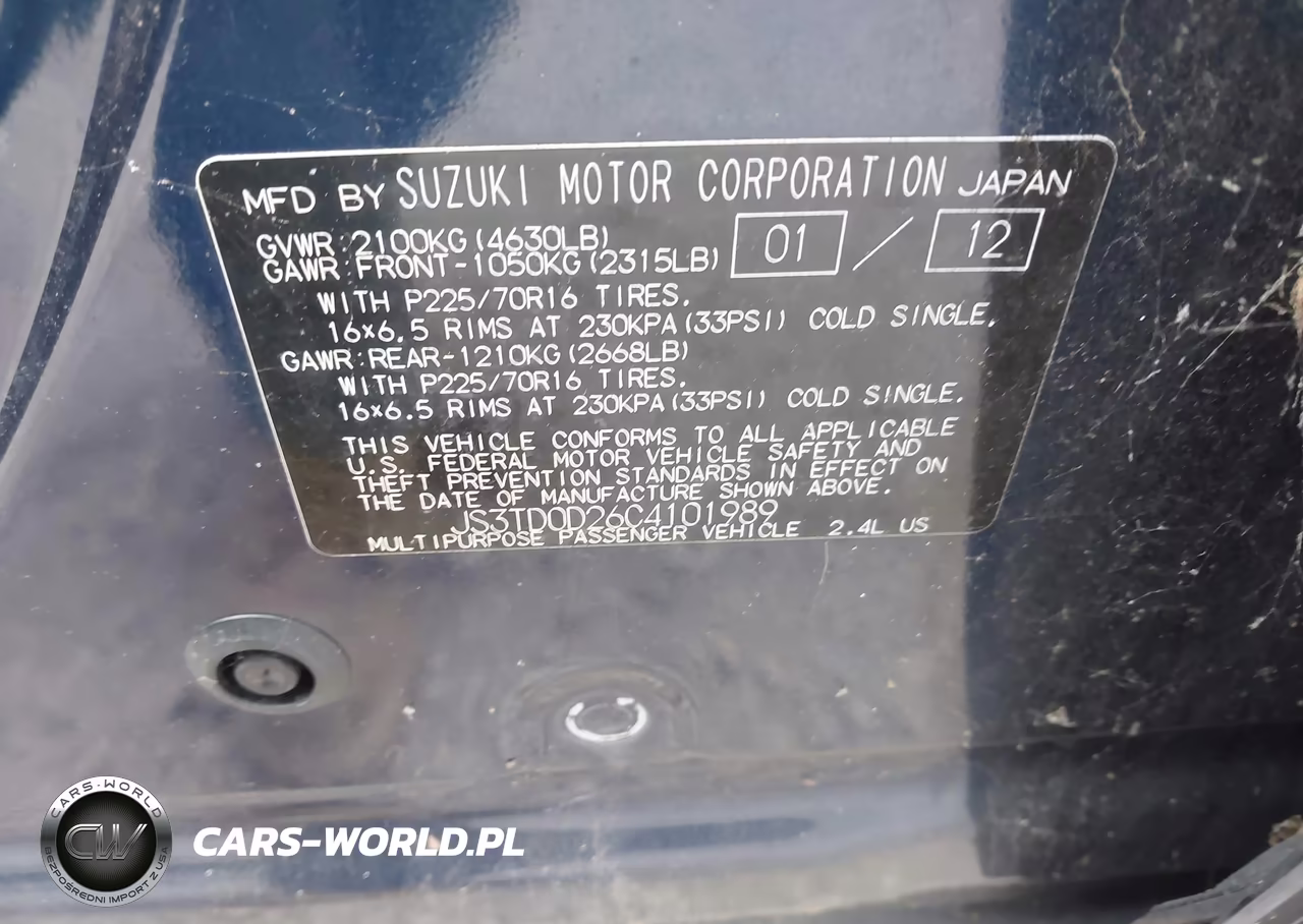2012 Suzuki Grand Vitara Premium VIN:JS3TD0D26C4101989 - 9