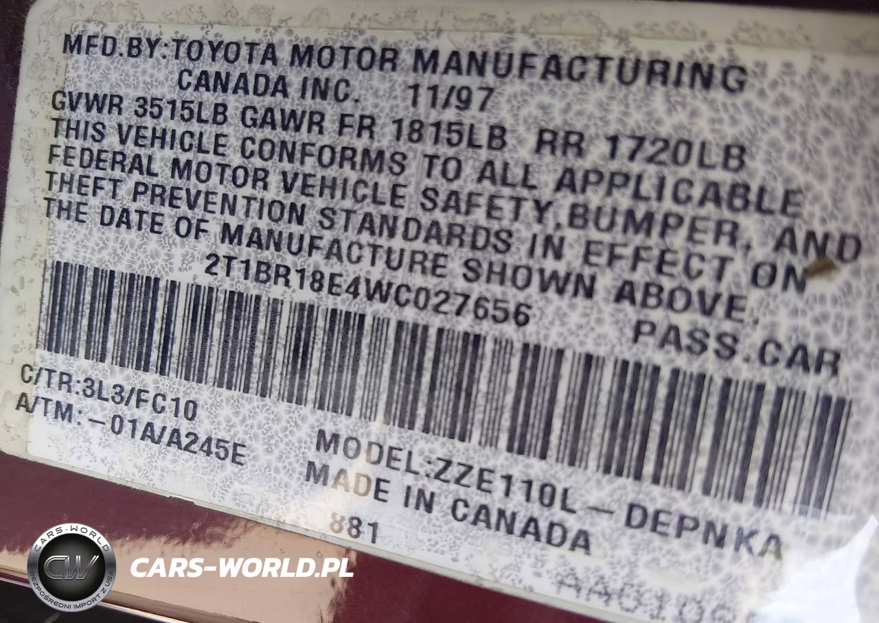 1998 Toyota Corolla VIN:2T1BR18E4WC027656 - 9