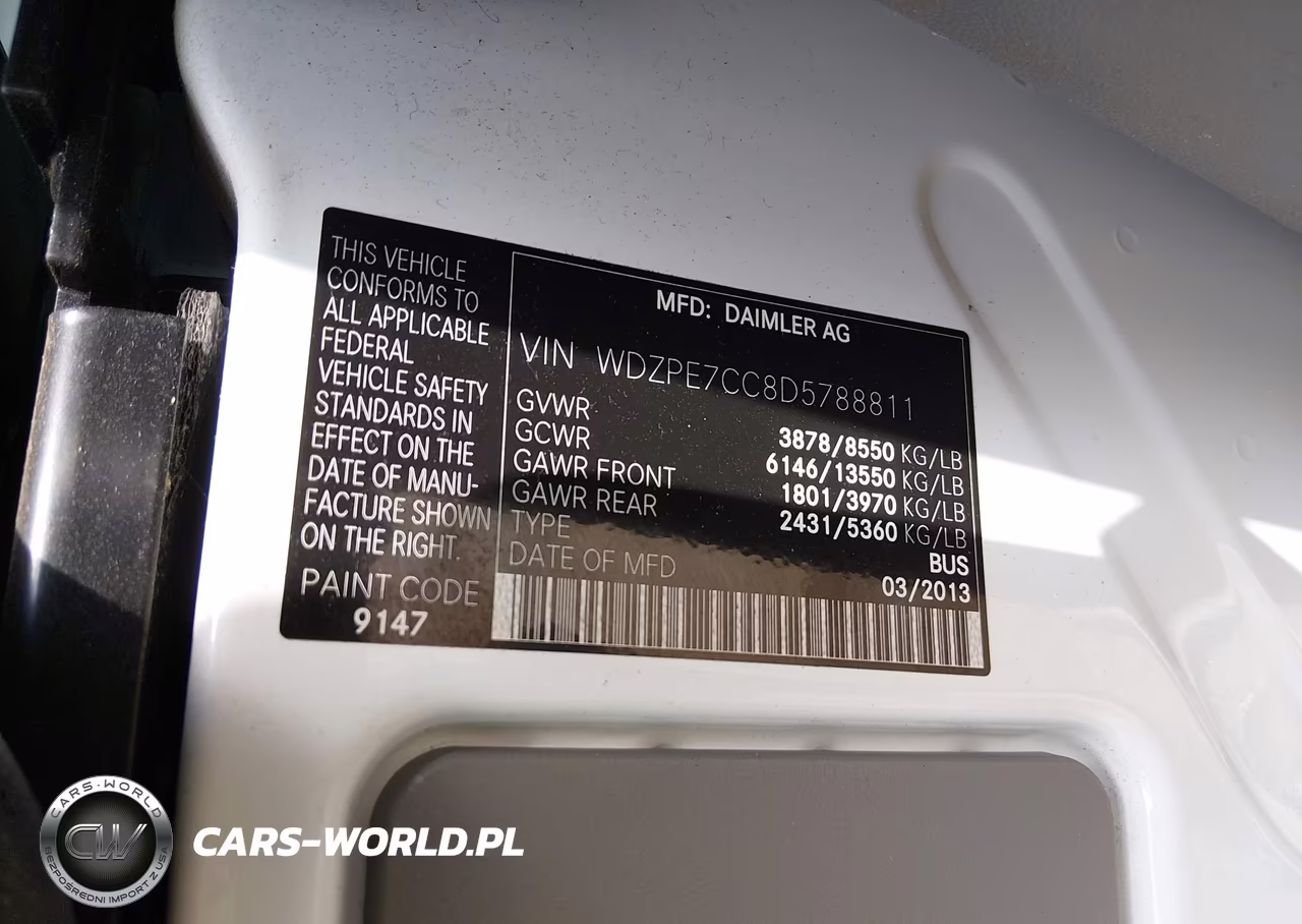 2013 Mercedes-Benz Sprinter 2500 Normal Roof VIN:WDZPE7CC8D5788811 - 8