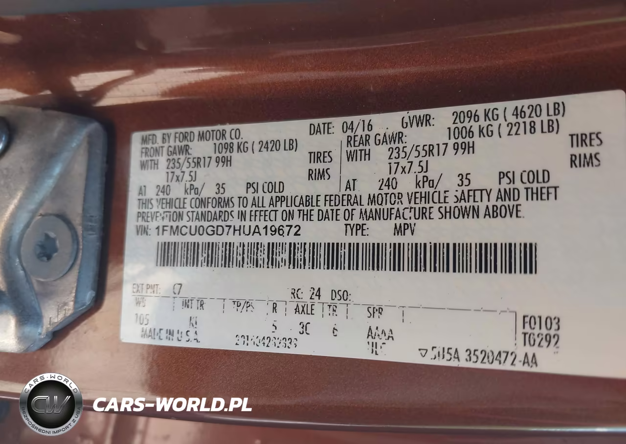 2017 Ford Escape Se VIN:1FMCU0GD7HUA19672 - 9