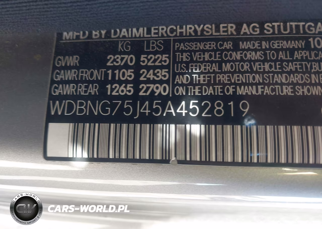 2005 Mercedes-Benz S 500 VIN:WDBNG75J45A452819 - 9
