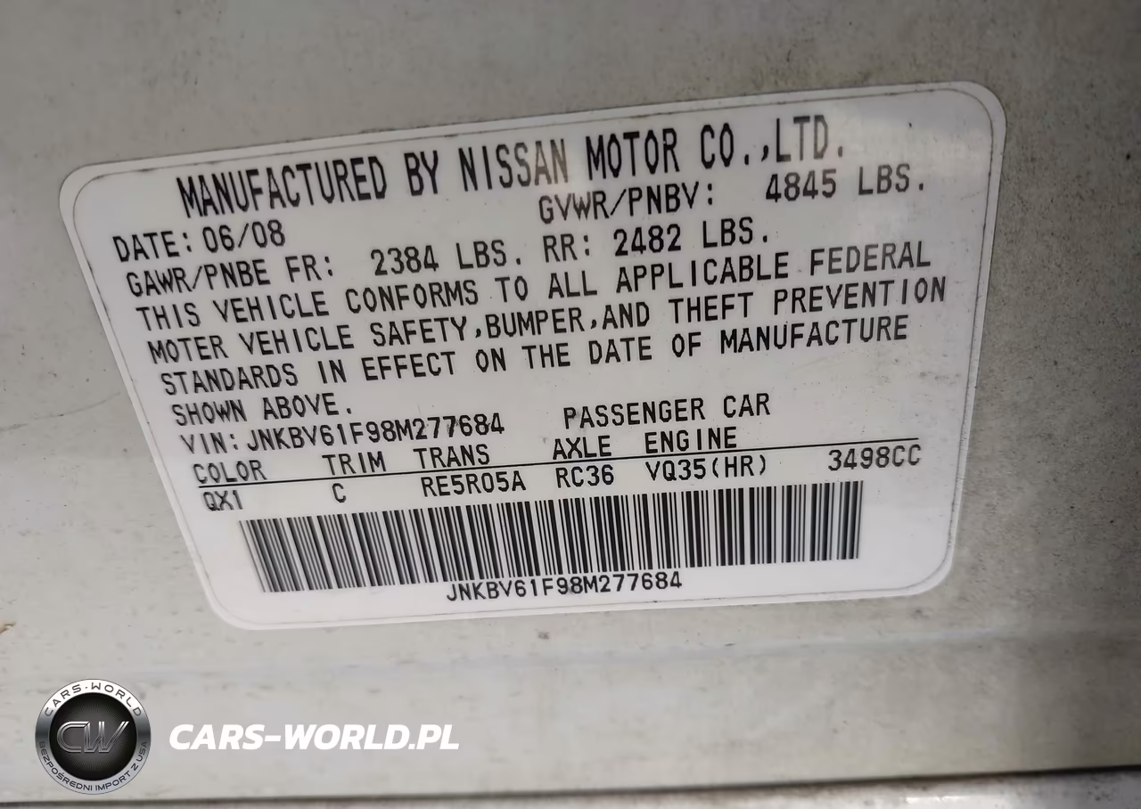 2008 Infiniti G35X VIN:JNKBV61F98M277684 - 9
