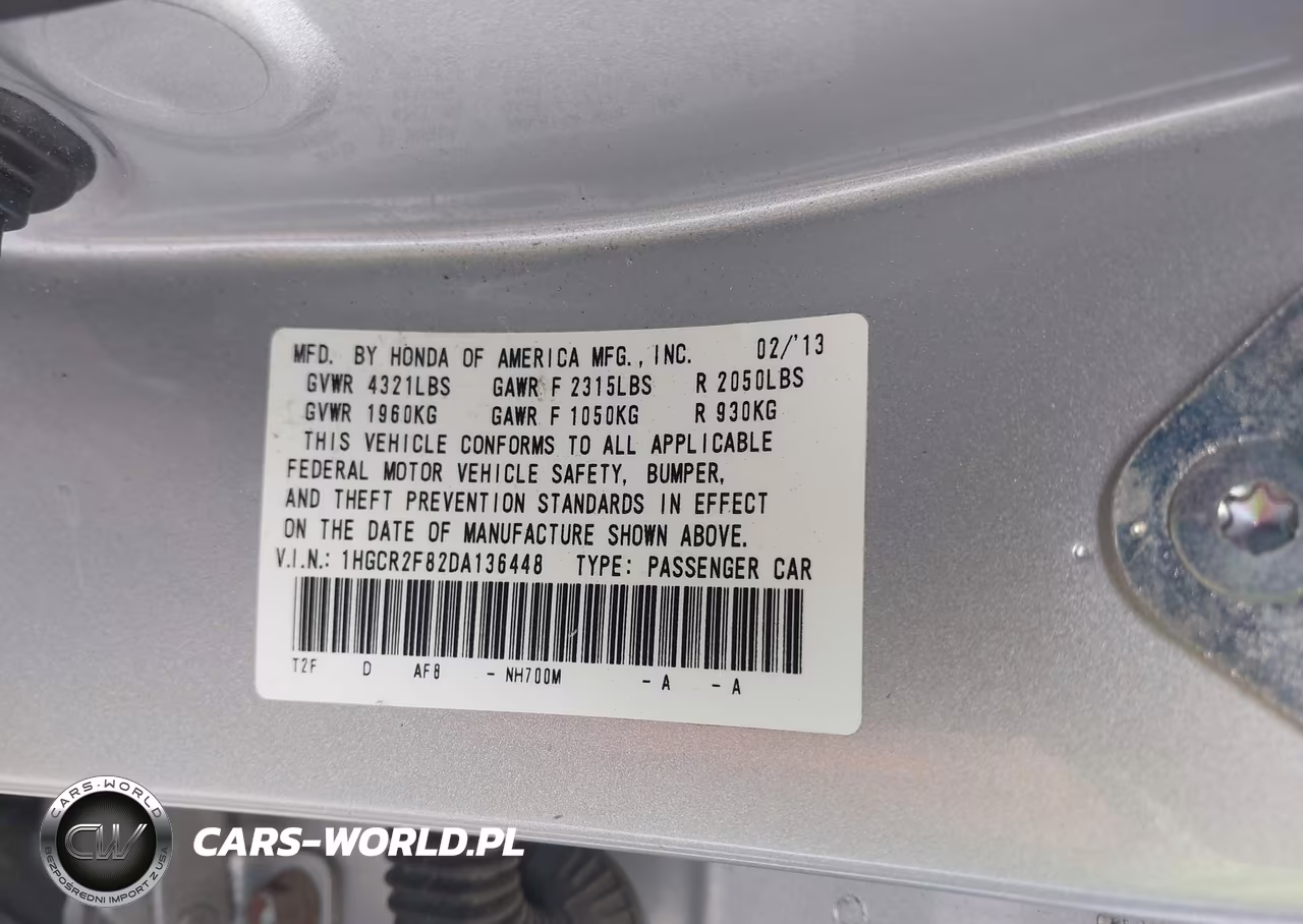 2013 Honda Accord Ex-L VIN:1HGCR2F82DA136448 - 9