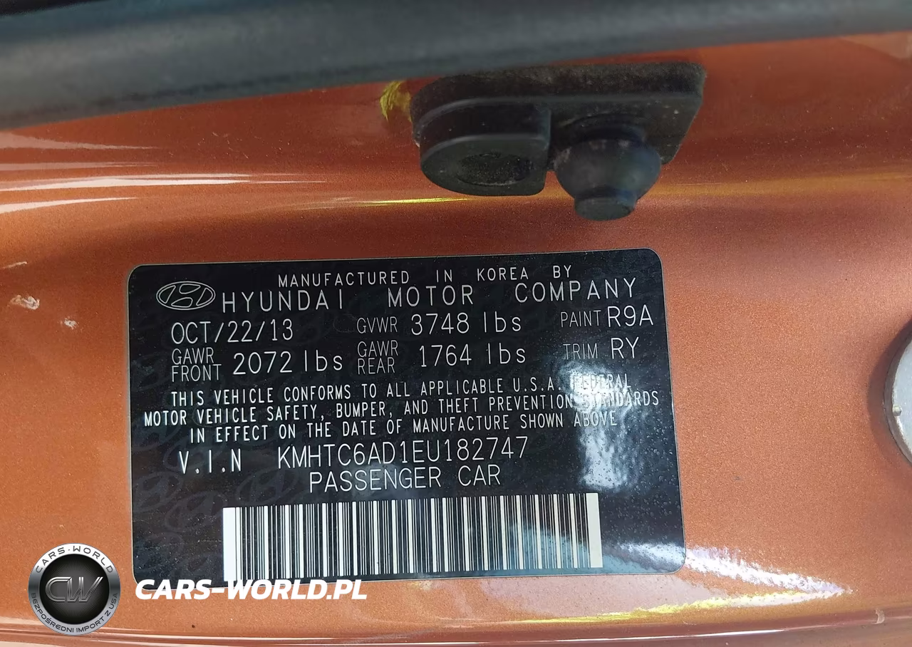 2014 Hyundai Veloster Base W-Black VIN:KMHTC6AD1EU182747 - 9