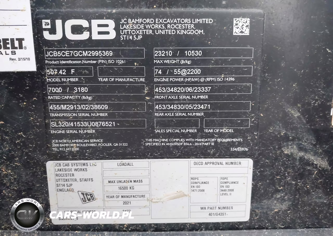 2021 Jcb 50742 Telehandler VIN:JCB5CE7GCM2995369 - 9