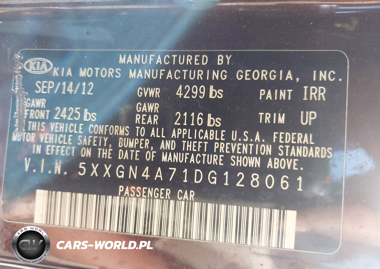 2013 Kia Optima Ex VIN:5XXGN4A71DG128061 - 9